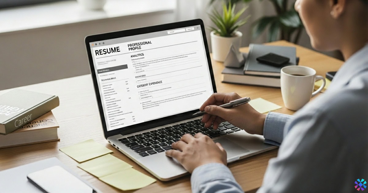 Image illustrating steps to write a job resume, featuring key elements like job descriptions and formatting tips.